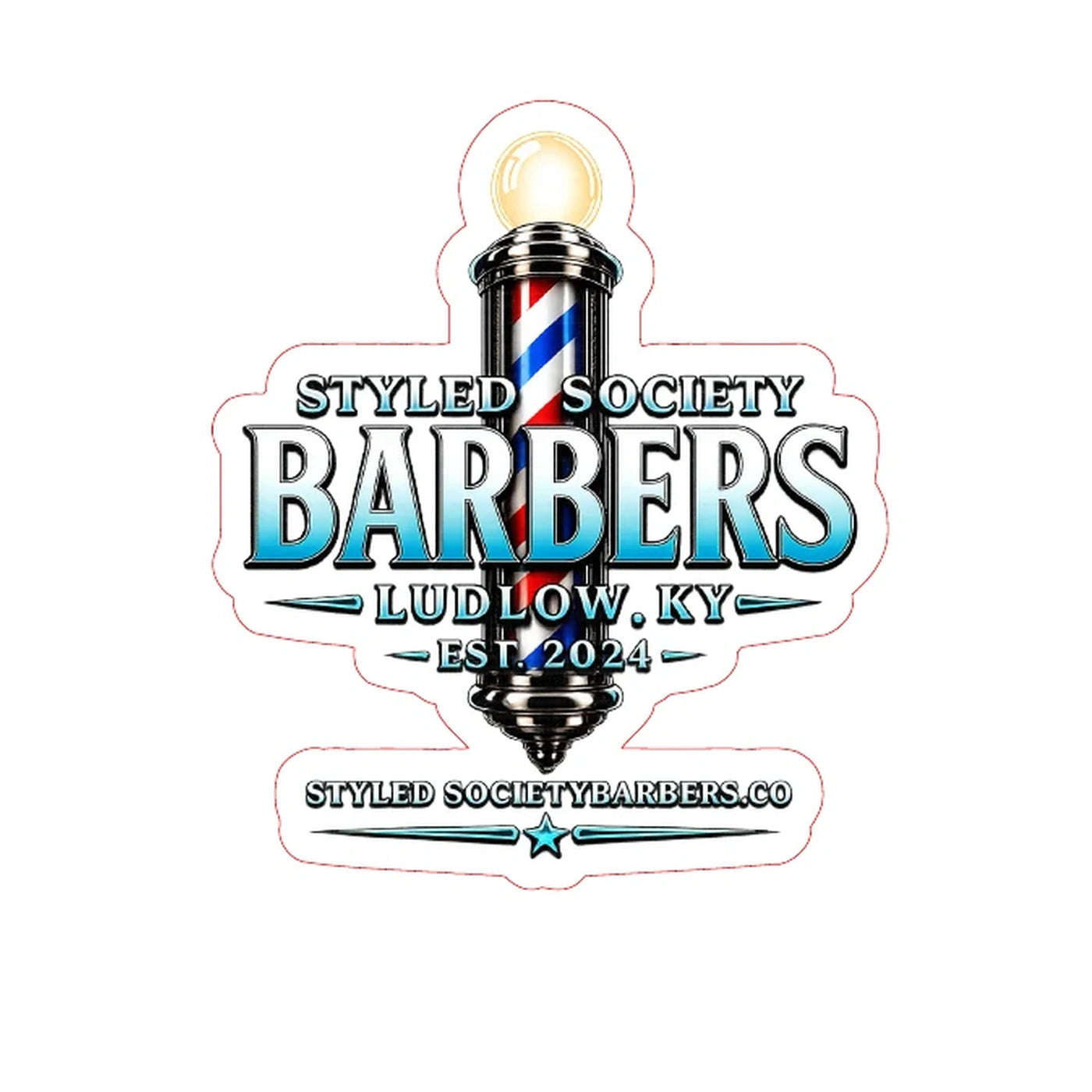 Styled Society Barbers custom die-cut sticker