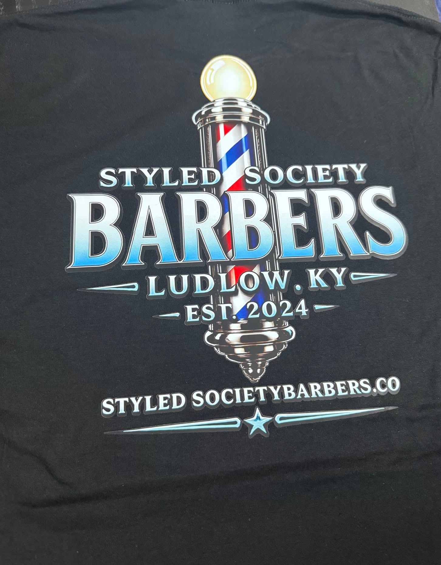 Styled Society Barbers custom branded shirt